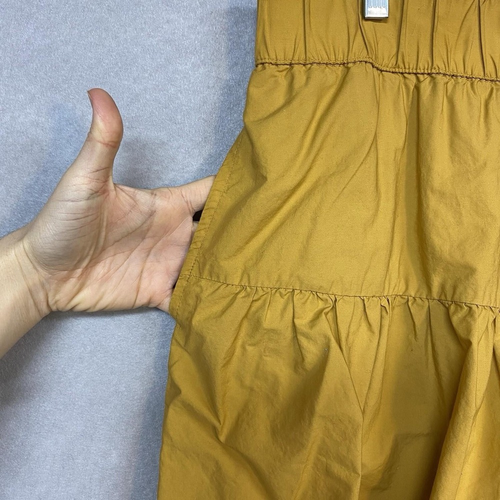 Who What Wear Women L Tiered Skirt Mustard Yellow Cotton Elastic Midi Boho - Picture 7 of 10